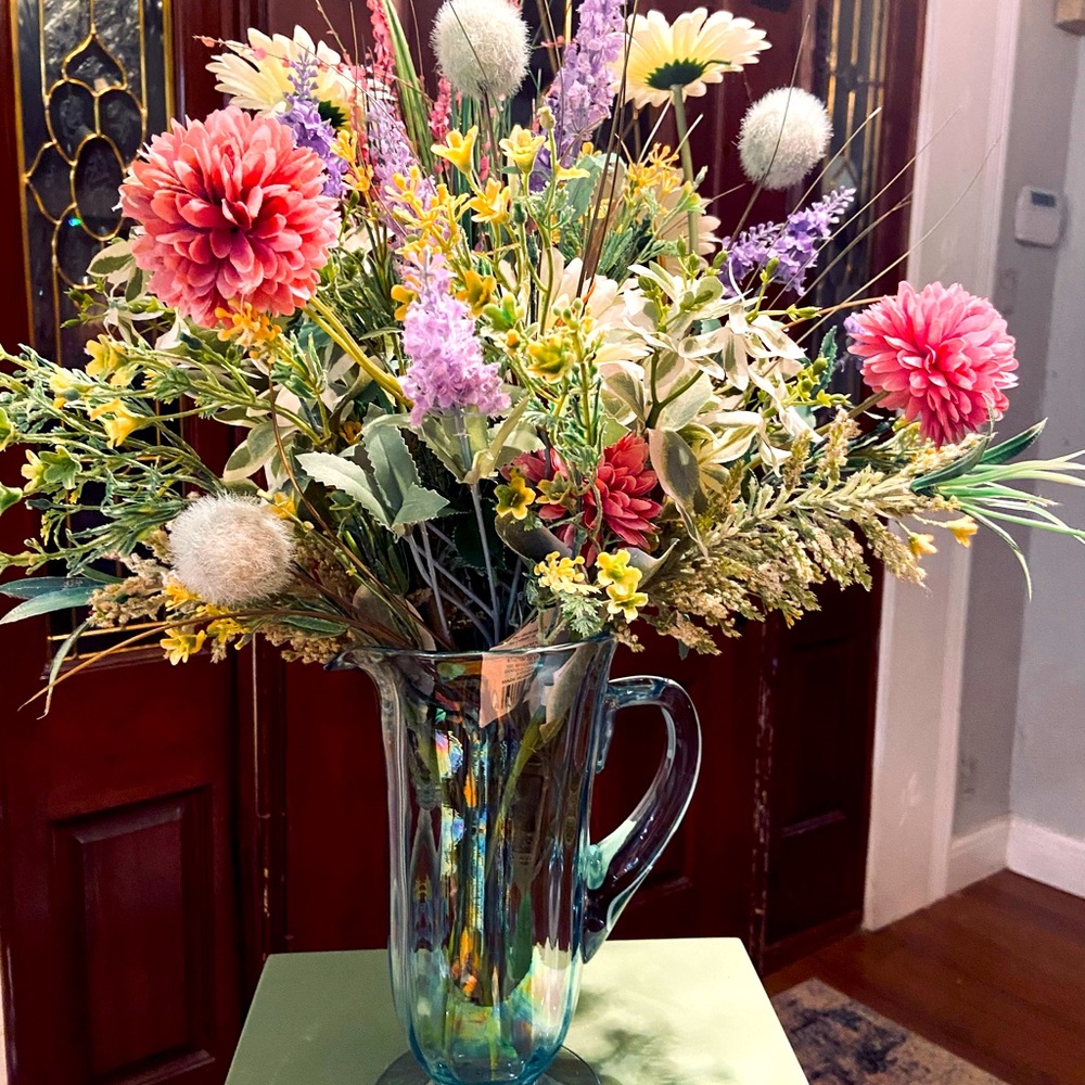 Faux flower arrangement